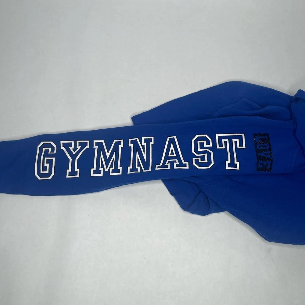 Justice Girls Royal Blue Zip Up Hoodie Size 10 M Cute Soft Trendy Gymnastics Fun